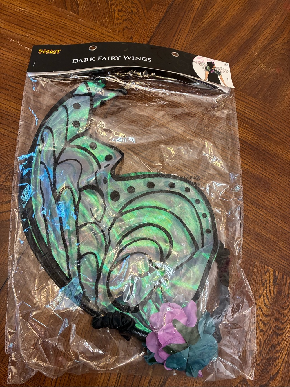 Spirit Dark Fairy Wings in Iridescent Green and Black